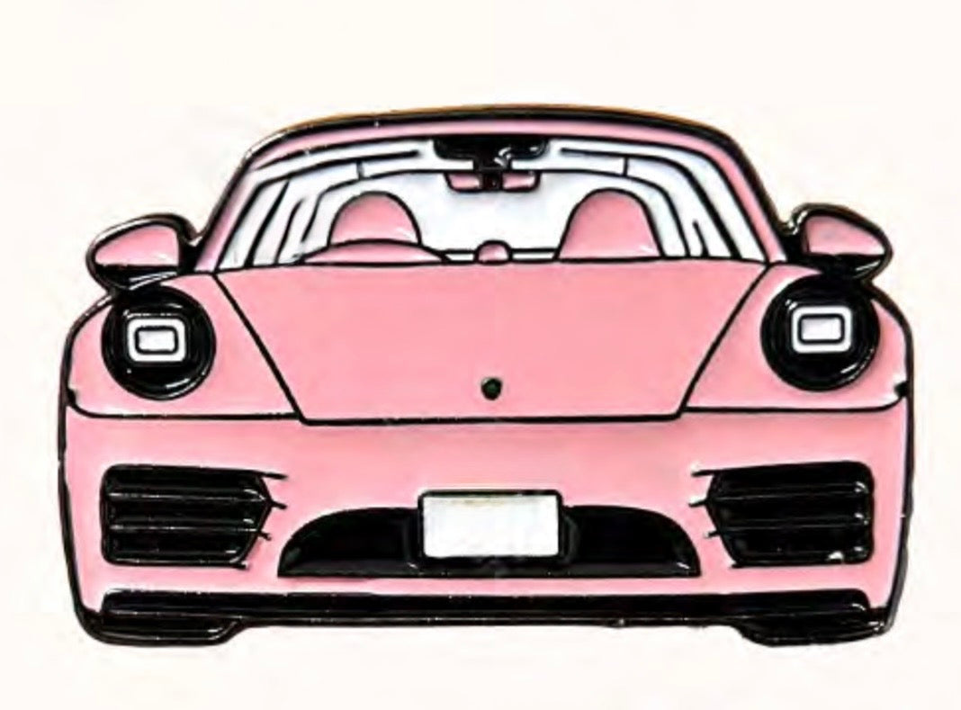 Pink Porsche 911 metal sticker